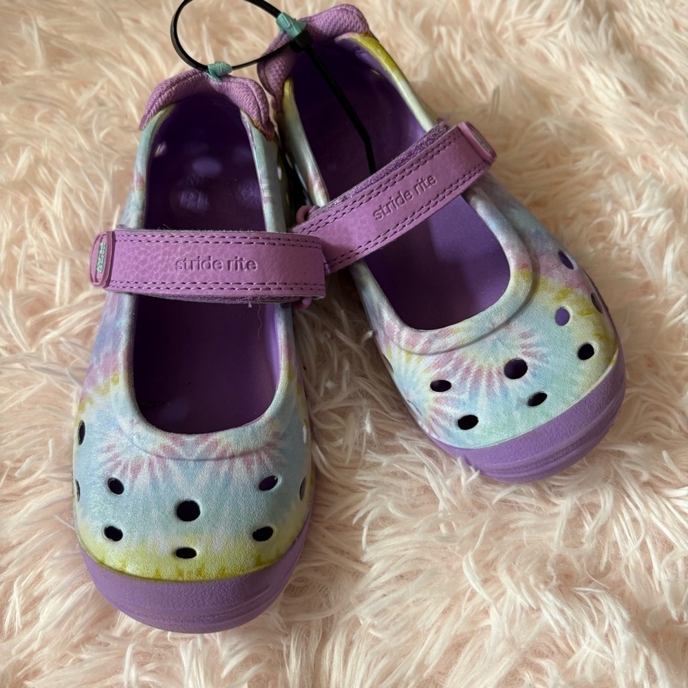 Stride Rite Kids' Purple Tie-Dye Shoes Made2Play Phibian- Kids/Girl Sz 12